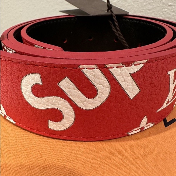 Louis Vuitton x Supreme Red Belt LV Monogram 90/36 NWT - Picture 4 of 6